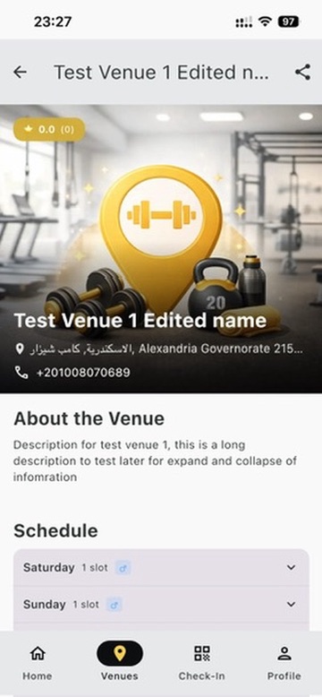 Moshan app — browse venue details and schedule